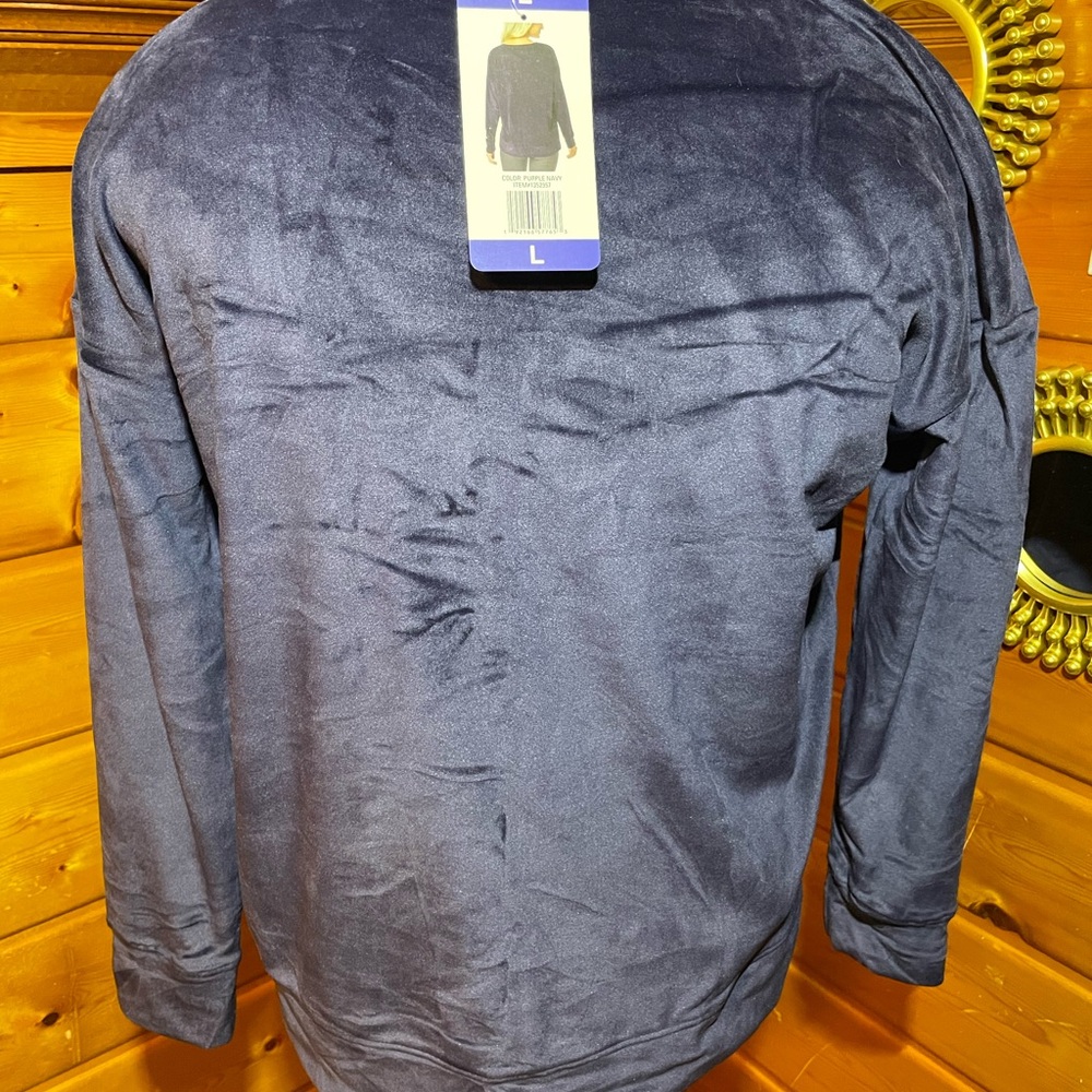 Womens 32 Degrees Blue  Sweatshirt Style Velour  SUPER Soft Pullover.